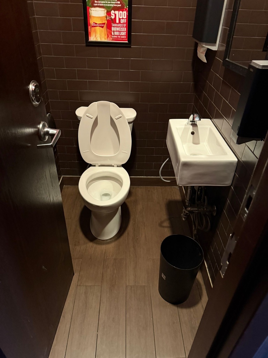 Spotless commercial washroom after Trydentt janitorial cleaning service